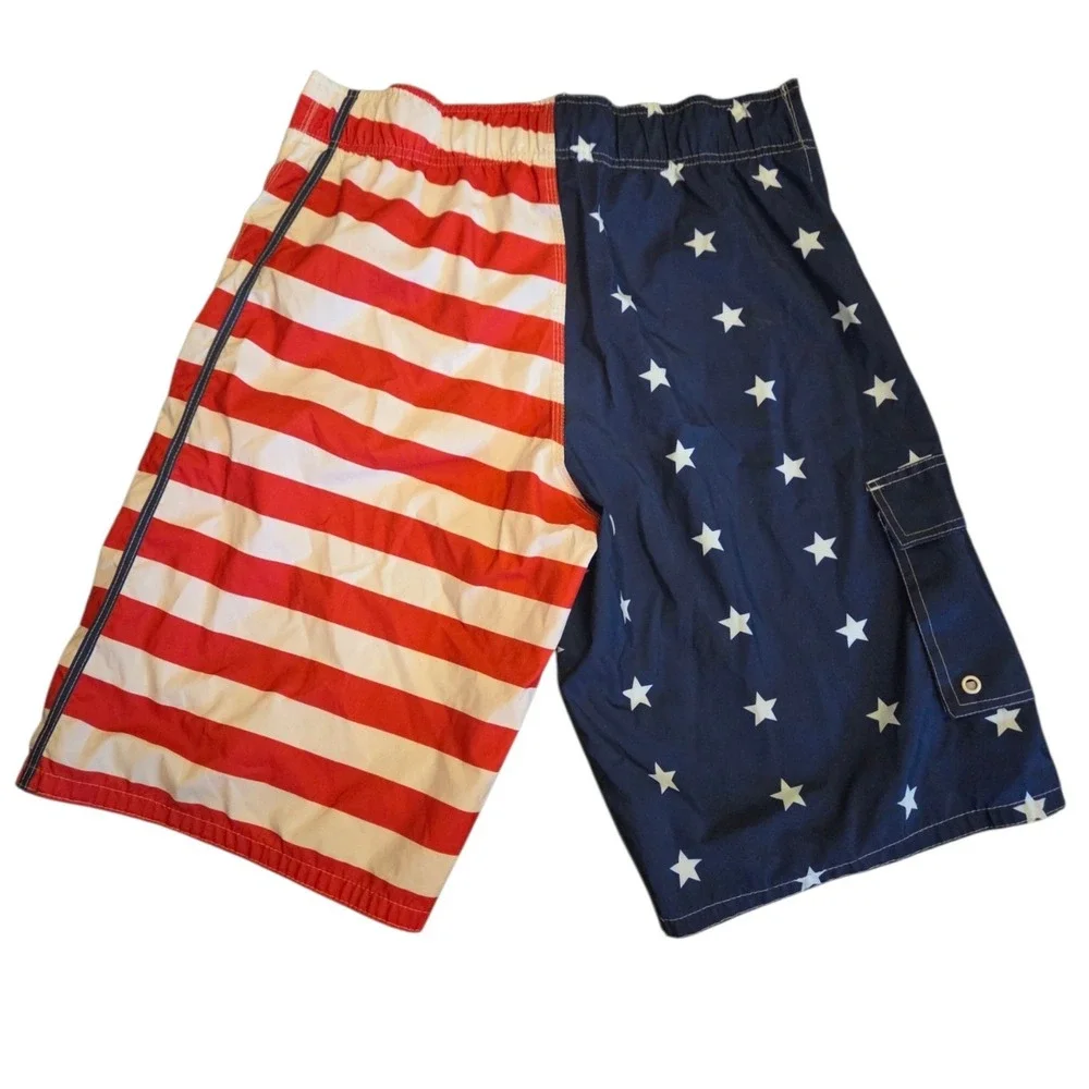 Exist Mens American Flag Board Shorts Stars Stripes Patriotic Swim Trunks Large